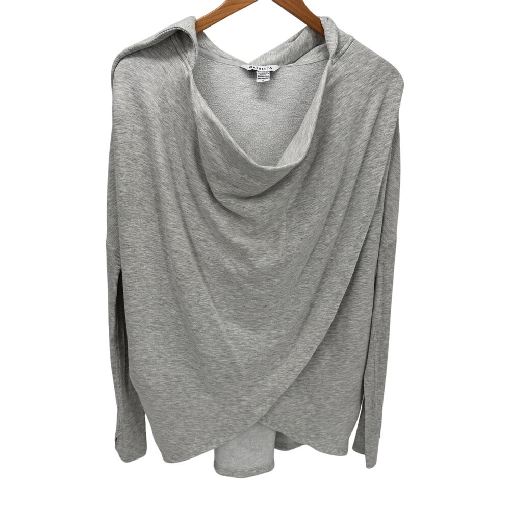 Athleta Purana Wrap Hoodie Womens Small Gray Oversize Sweatshirt‎ COMFY Slouchy